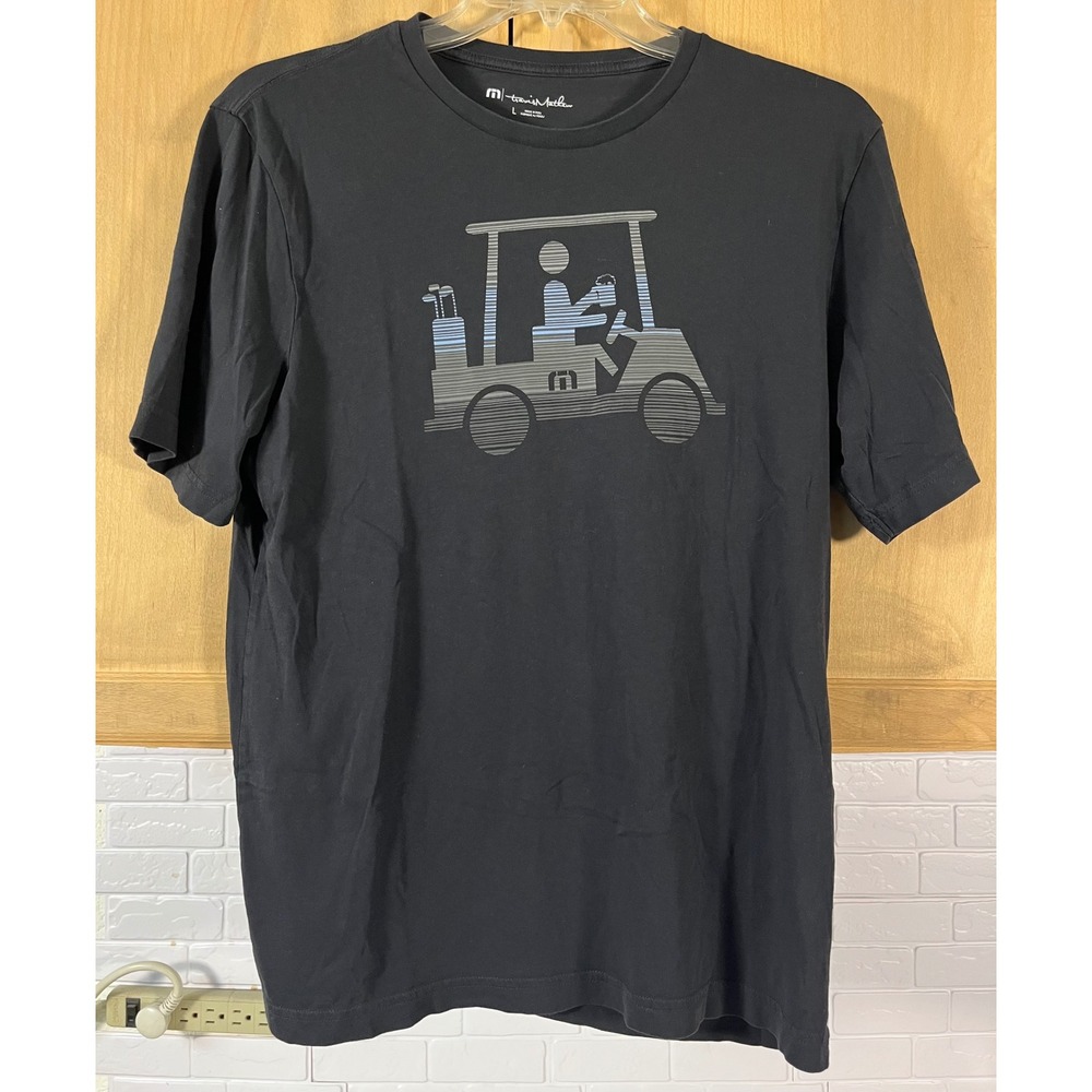 Travis Mathew T-Shirt Mens Large Black Golf Cart Graphic Tee